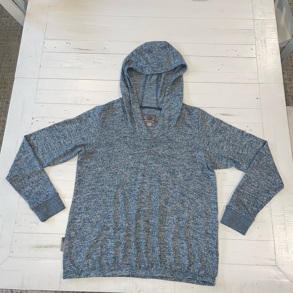 UGG Blue Heathered V-Neck Hoodie Sweatshirt